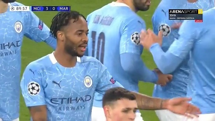 گل سوم منچسترسیتی به مارسی (استرلینگ)