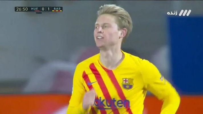 گل اول بارسلونا به اوئسکا (دی یونگ)