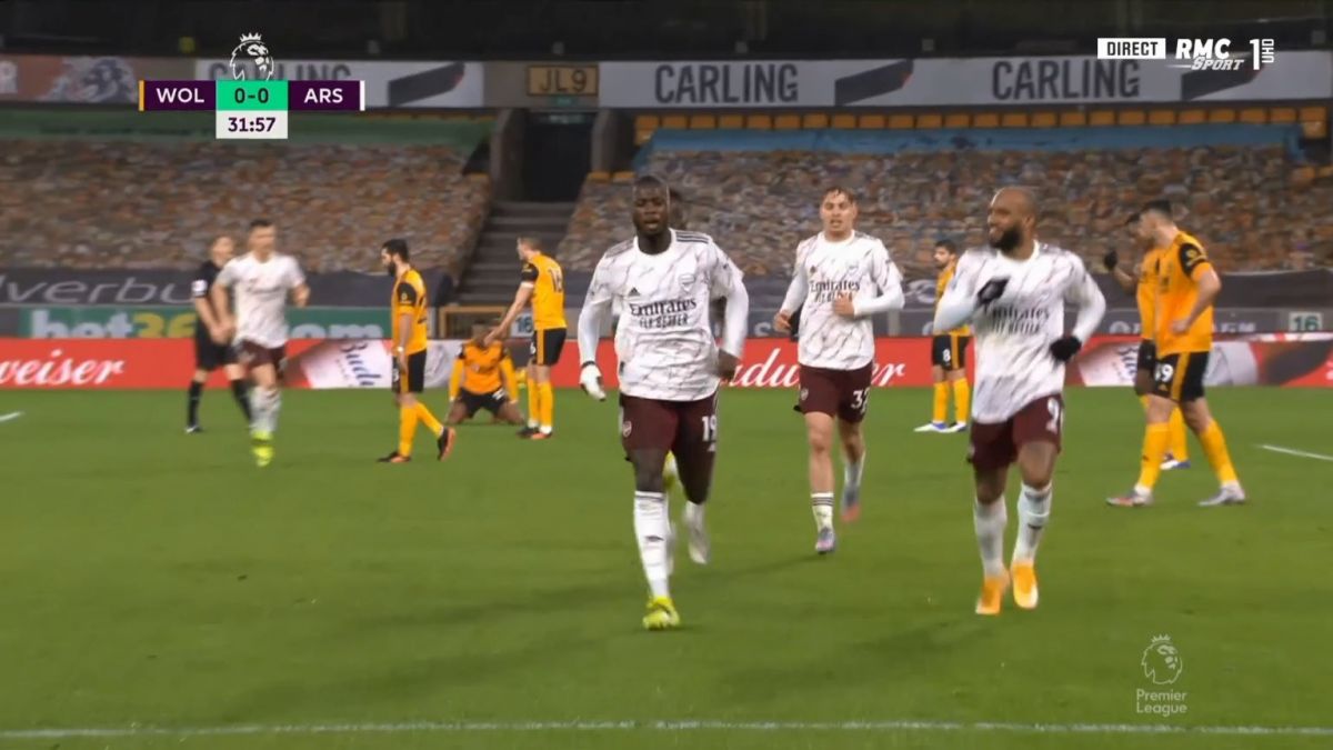 گل اول آرسنال به ولورهمپتون (په په)