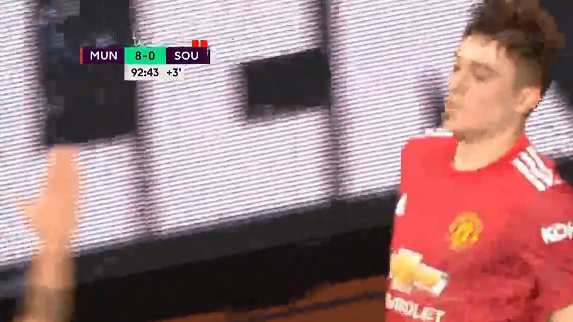 گل نهم منچستریونایتد به ساوتهمپتون (جیمز)