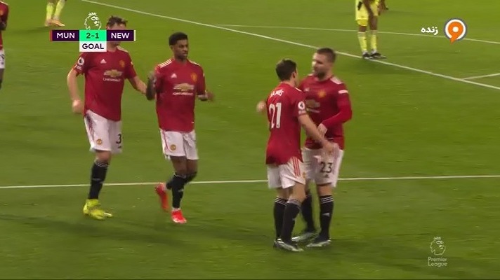 گل دوم منچستریونایتد به نیوکاسل یونایتد (دنیل جیمز)