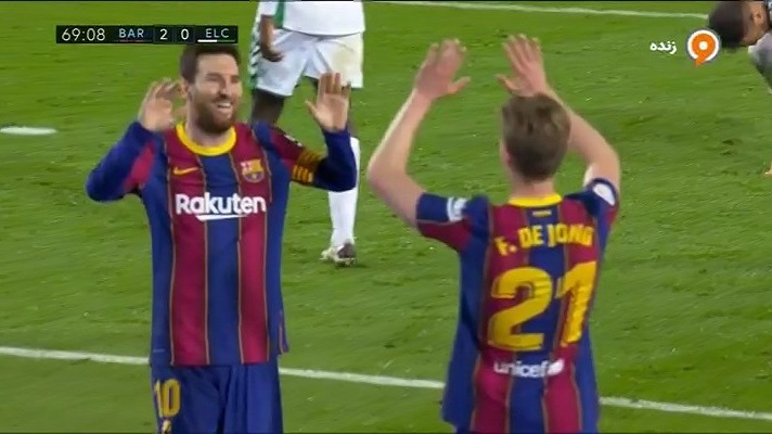 گل دوم بارسلونا به الچه (دبل لیونل مسی)
