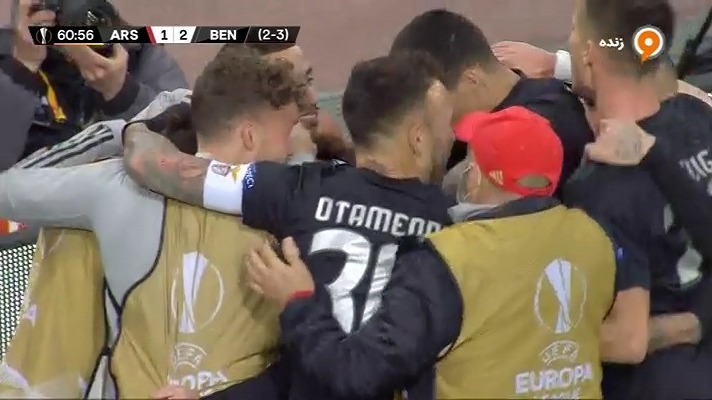 گل دوم بنفیکا به آرسنال (رافا سیلوا)