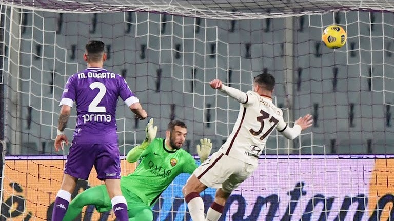 گل اول فیورنتینا به رم (گل به خودی لئوناردو)