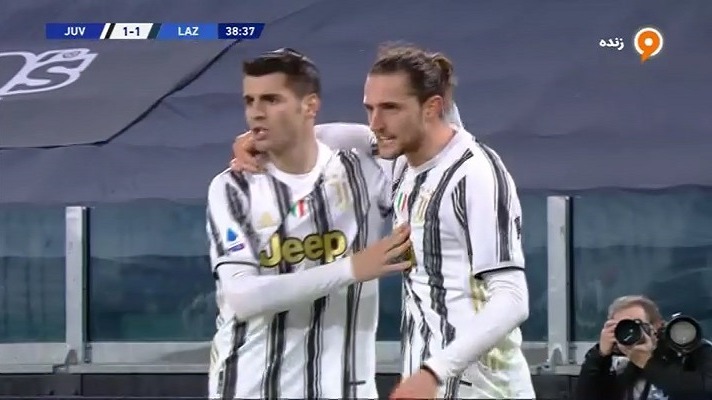 گل اول یوونتوس به لاتزیو (ضربه زیبای آدرین رابیو)