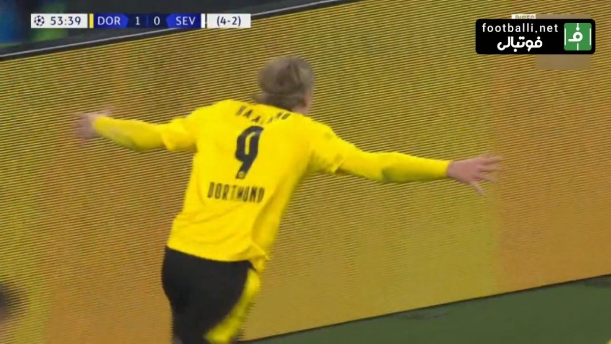 گل دوم دورتموند به سویا (دبل ارلینگ هالند - پنالتی)