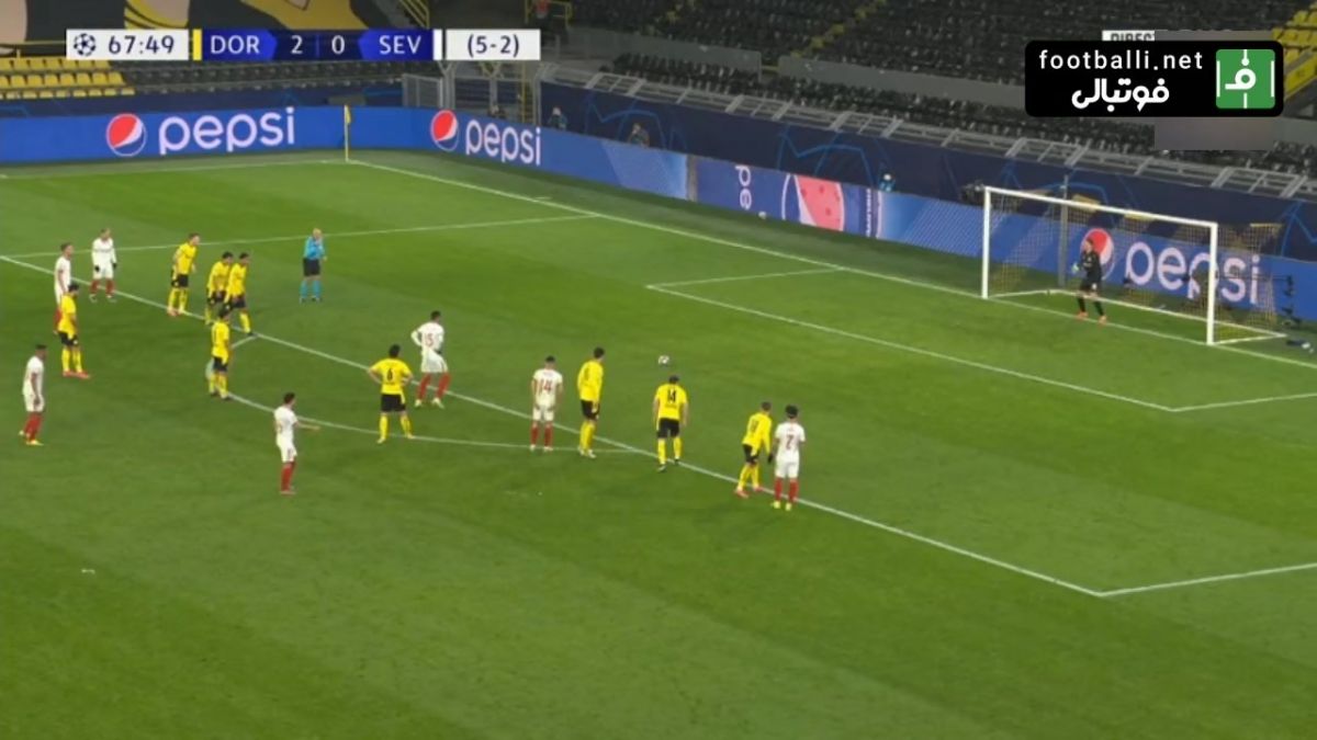 گل اول سویا به دورتموند (یوسف النصیری - پنالتی)