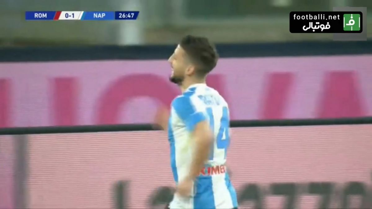 گل اول ناپولی به رم (ضربه آزاد مرتنز)