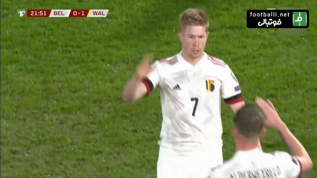 گل اول بلژیک به ولز (کوین دی بروینه)