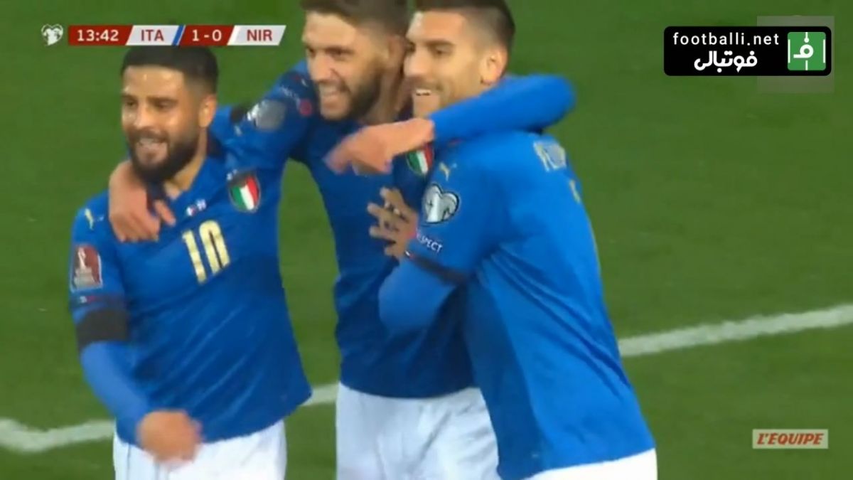 گل اول ایتالیا به ایرلند شمالی (براردی)