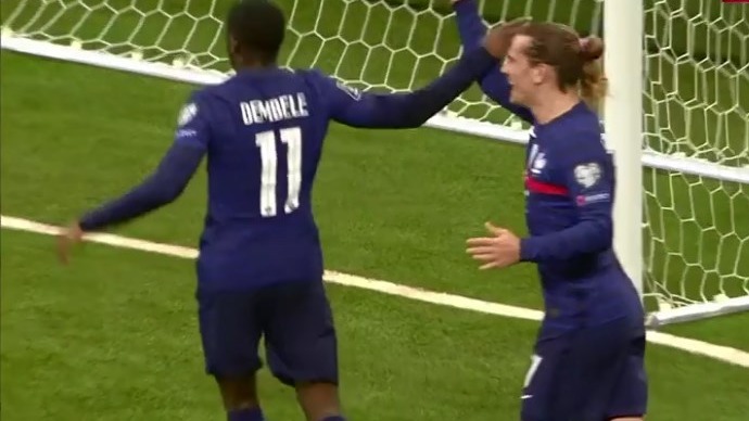 گل اول فرانسه به قزاقستان (دمبله)