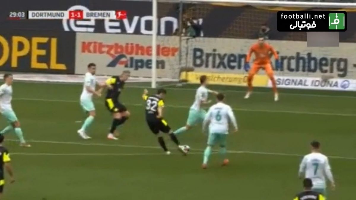 گل اول دورتموند به وردربرمن (ضربه زیبای رینا)