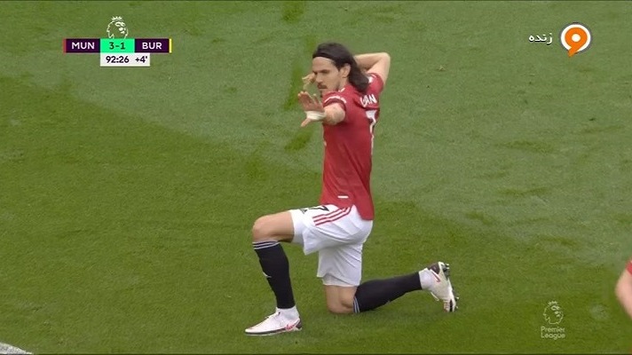 گل سوم منچستریونایتد به برنلی (کاوانی)