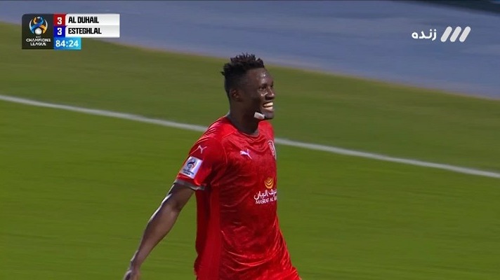 گل چهارم الدحیل به استقلال (هت تریک اولونگا)