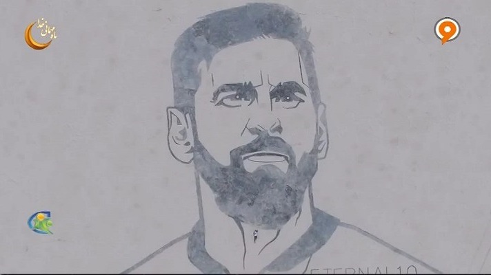 فوتبال 120/ طراحی چهره لیونل مسی در کویر نمک سیرجان