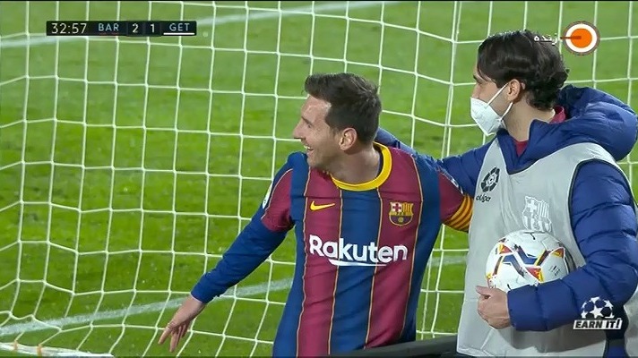 گل سوم بارسلونا به ختافه (دبل لیونل مسی)