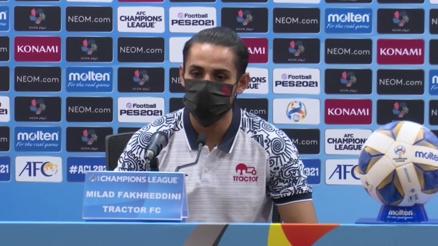 کنفرانس خبری مربی تراکتور و میلاد فخرالدینی پیش از تقابل با الشارجه