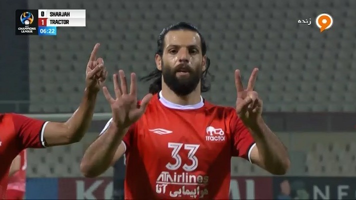 گل اول تراکتور به الشارجه (محمد عباس زاده)