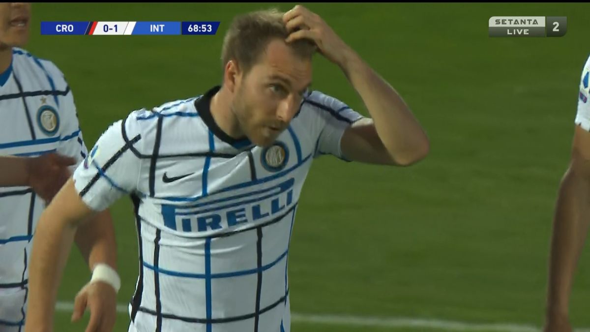 گل اول اینتر به کروتونه (اریکسن)