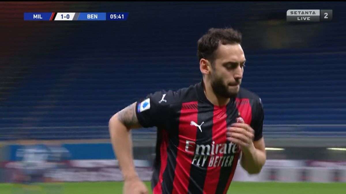 گل اول میلان به بنونتو (چالهان اوغلو)