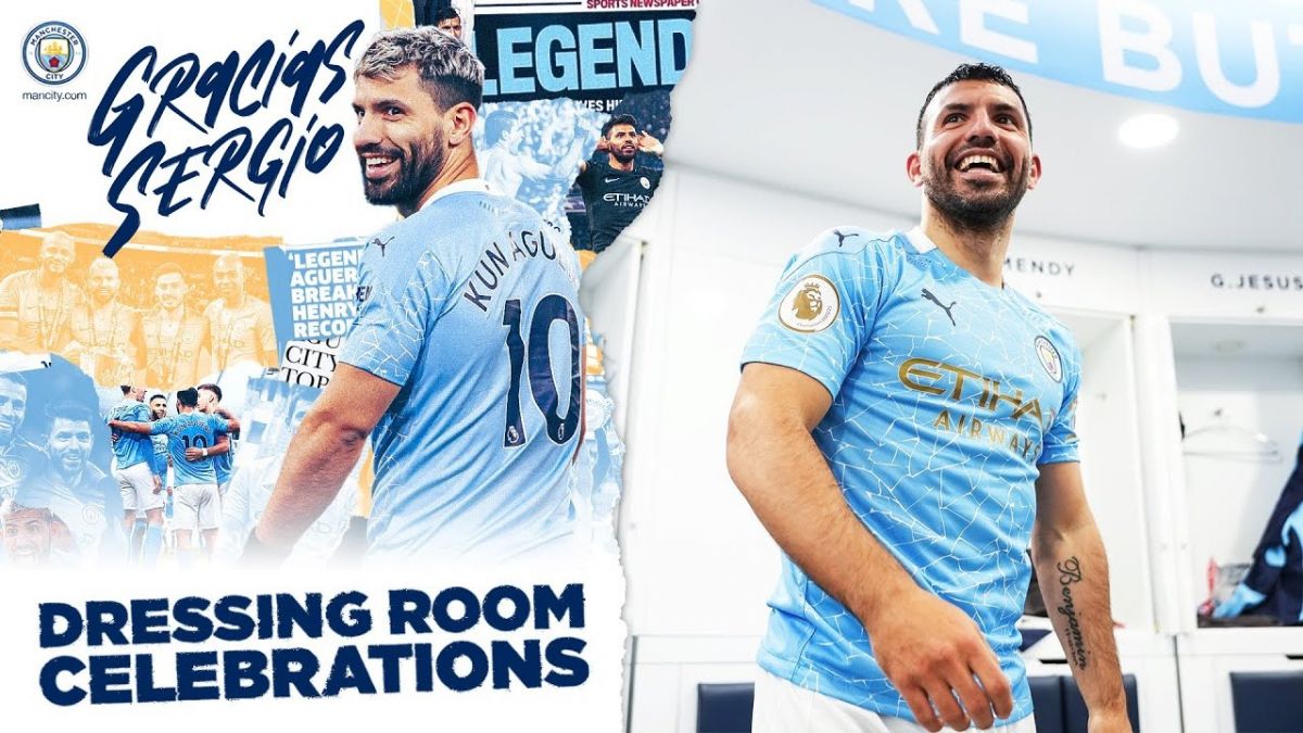 رختکن منچسترسیتی پس از آخرین بازی فصل مقابل اورتون