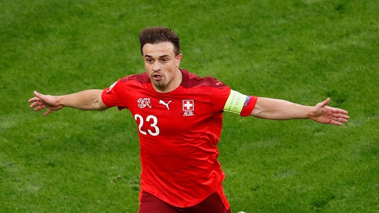 گل اول سوئیس به اسپانیا (شکیری)