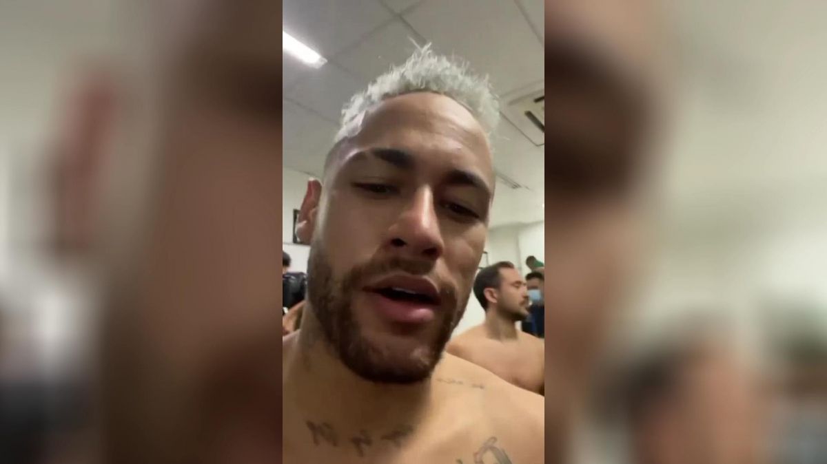 جشن بازیکنان برزیل در رختکن پس از صعود به فینال کوپا آمریکا 2021