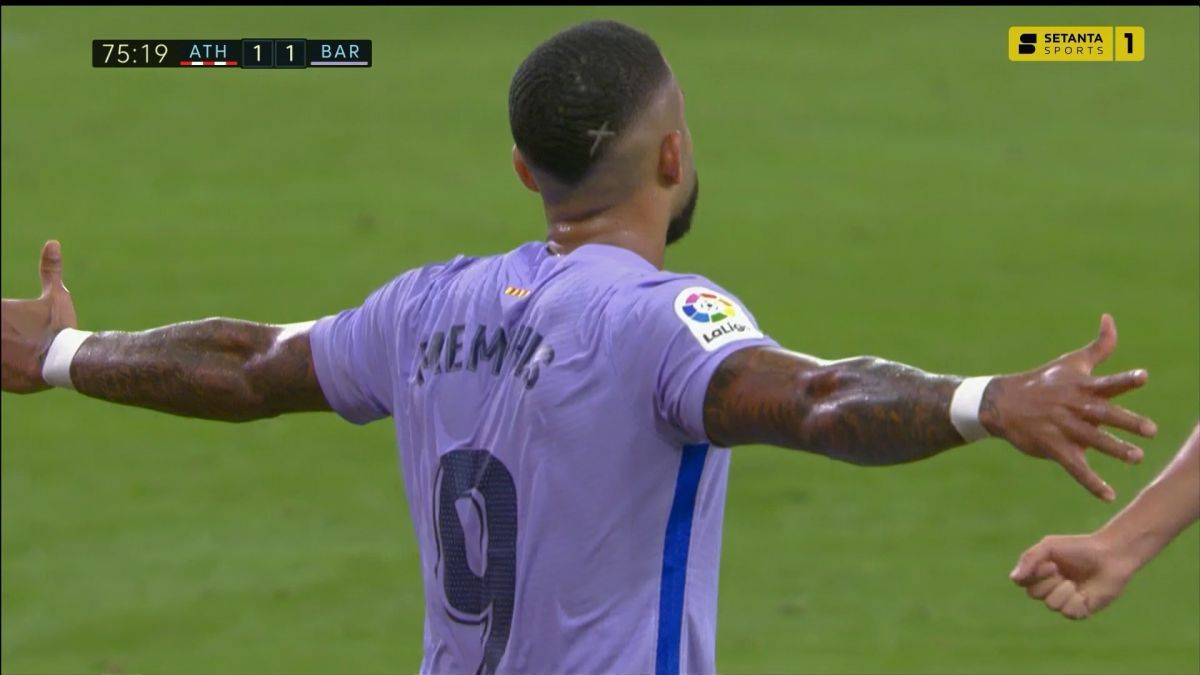 گل اول بارسلونا به اتلتیک بیلبائو (ممفیس دیپای)