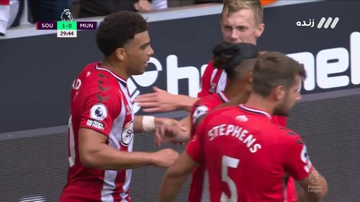 گل اول ساوتهمپتون به منچستریونایتد (چه آدامز)