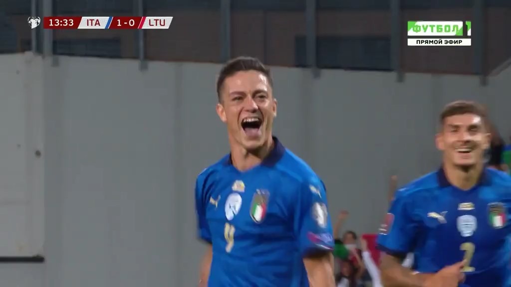 گل دوم ایتالیا به لیتوانی (گل به خودی)