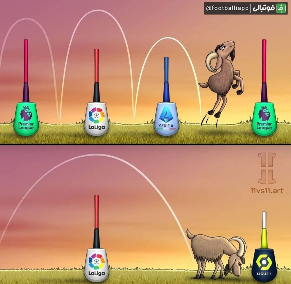 کاریکاتور/ تفاوت عملکرد دو GOAT؛ رونالدو و مسی در لیگ های مختلف