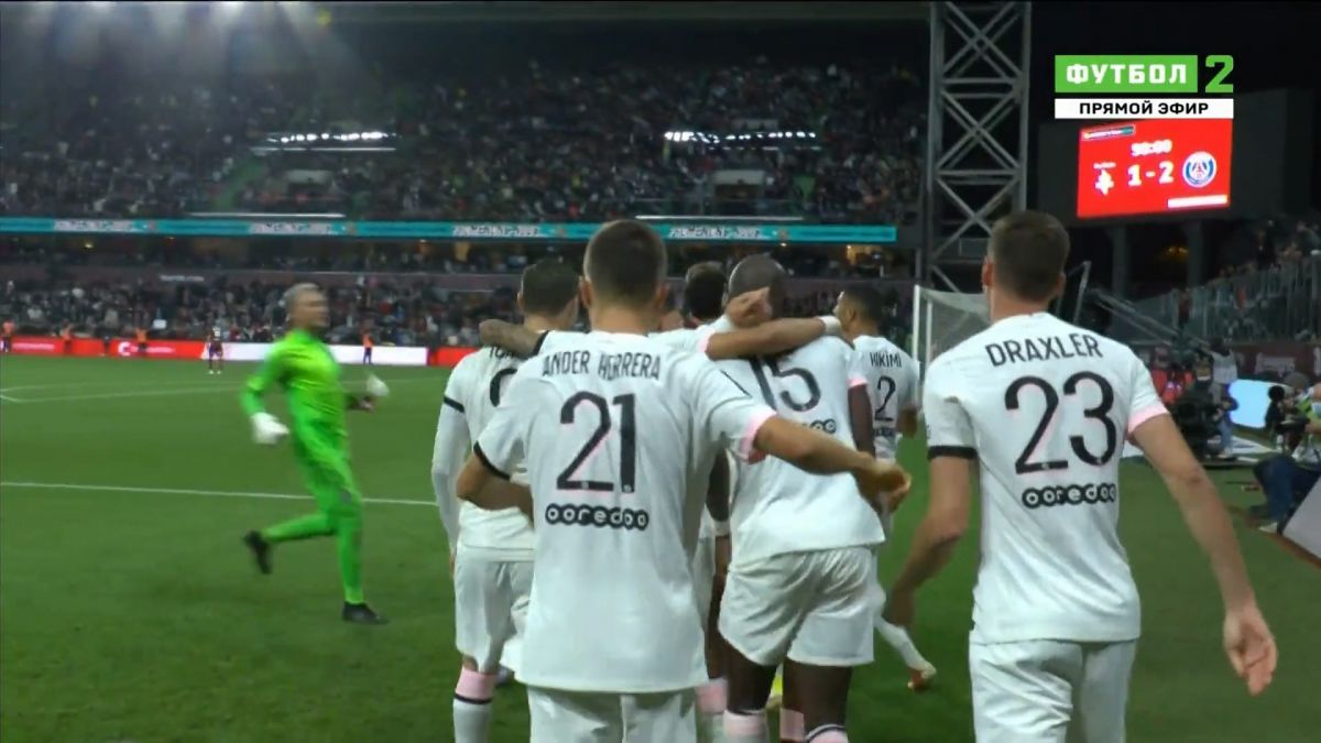 گل دوم پاری سن ژرمن به متز (دبل اشرف حکیمی در دقیقه 95)