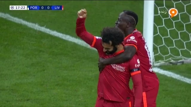 گل اول لیورپول به پورتو (صلاح)