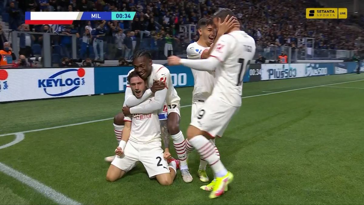 گل اول میلان به آتالانتا (کالابریا در ثانیه 28)