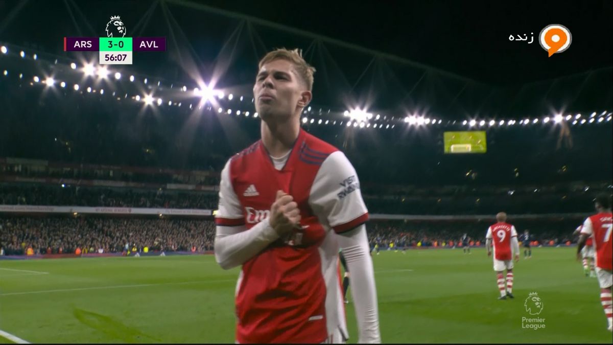 گل سوم آرسنال به استون ویلا (اسمیت رو)