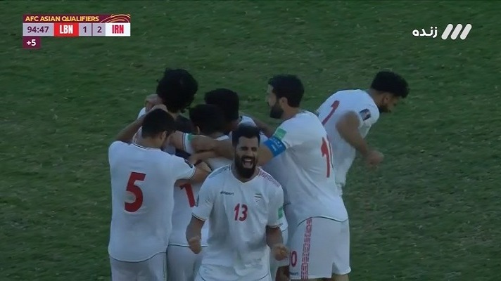 گل دوم ایران به لبنان (احمد نوراللهی در دقیقه 5+90)