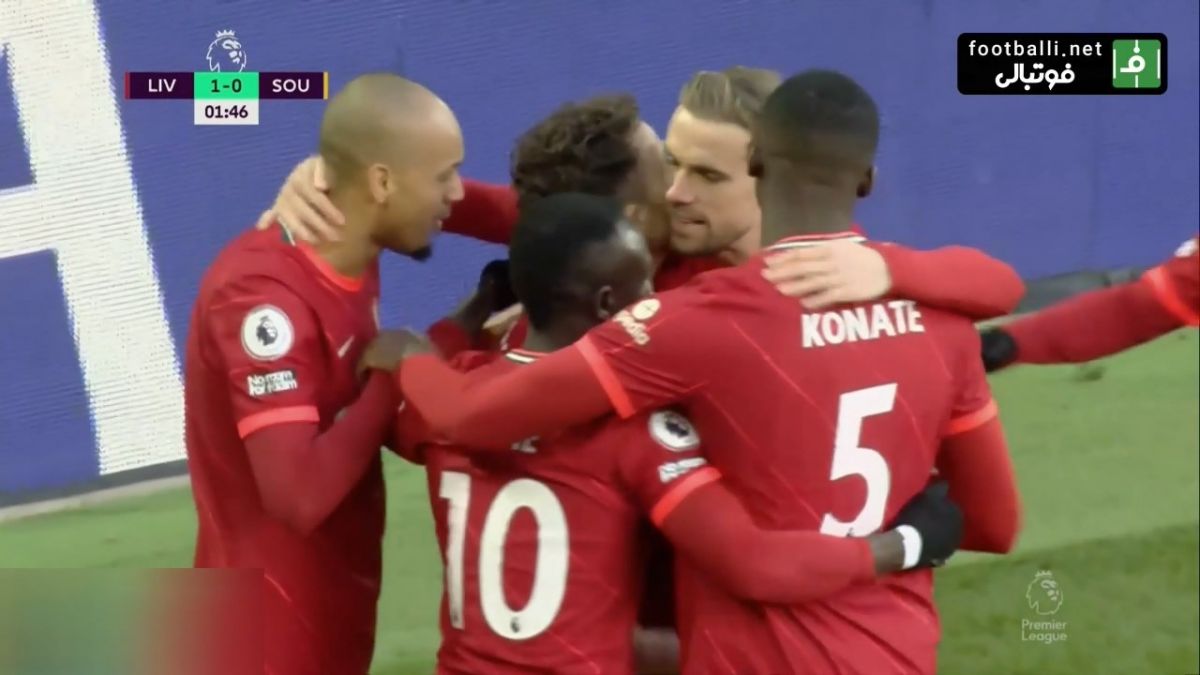 گل اول لیورپول به ساوتهمپتون (دیوگو ژوتا)