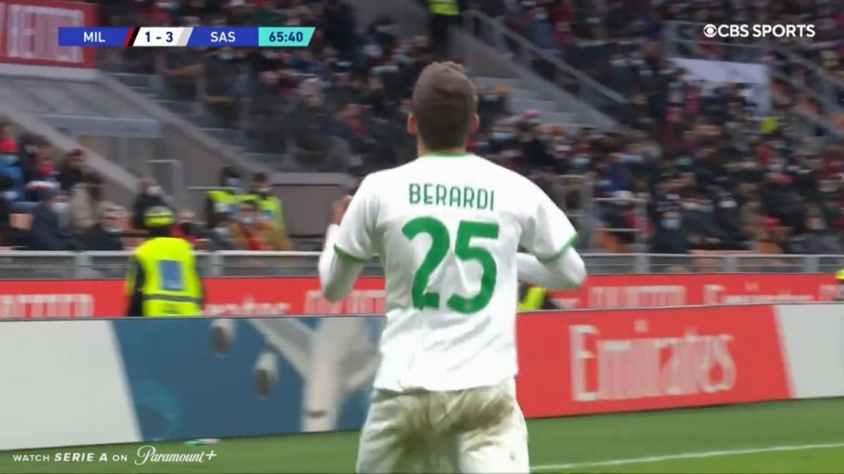 گل سوم ساسولو به میلان (دومنیکو براردی)