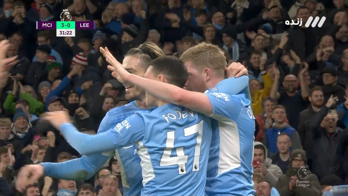 گل سوم منچسترسیتی به لیدزیونایتد (کوین دی بروینه)