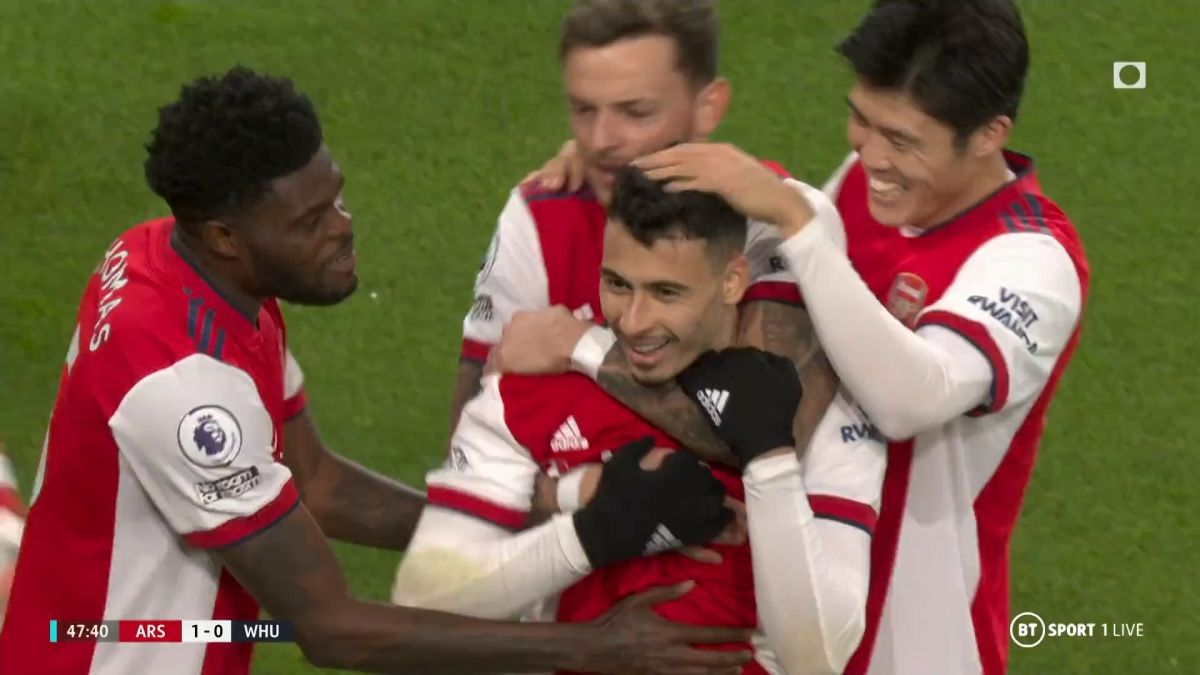 گل اول آرسنال به وستهام (گابریل مارتینلی)