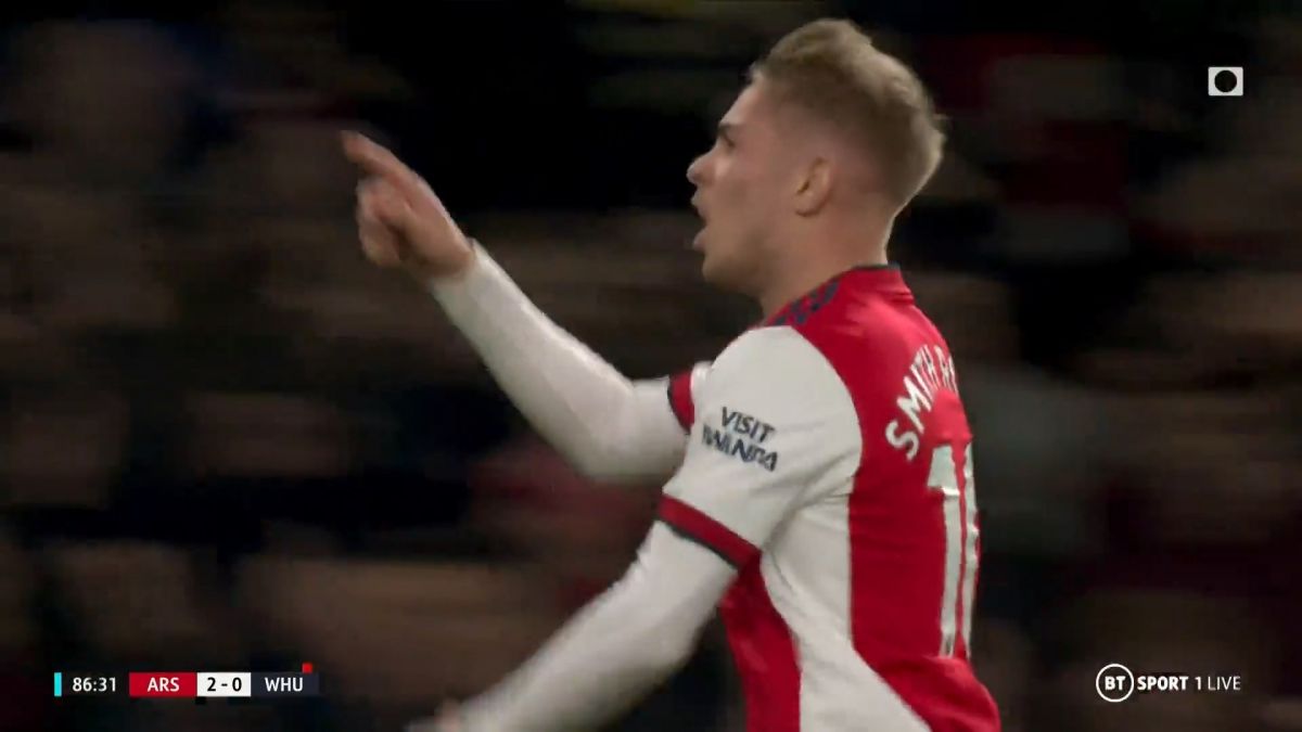 گل دوم آرسنال به وستهام (امیل اسمیت رو)