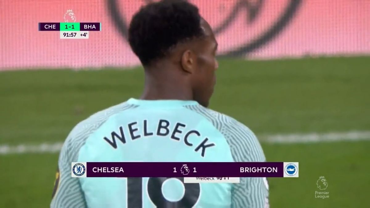 گل اول برایتون به چلسی (دنی ولبک در دقیقه 91)