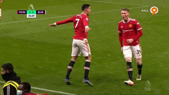 گل سوم منچستریونایتد به برنلی (کریستیانو رونالدو)