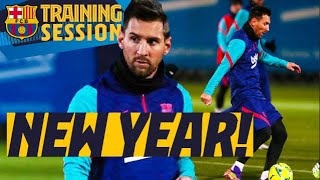 اولین تمرین بارسلونا در سال 2021 با حضور مسی