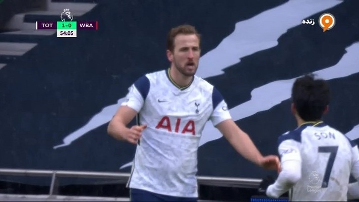 گل اول تاتنهام به وست برومویچ (هری کین)