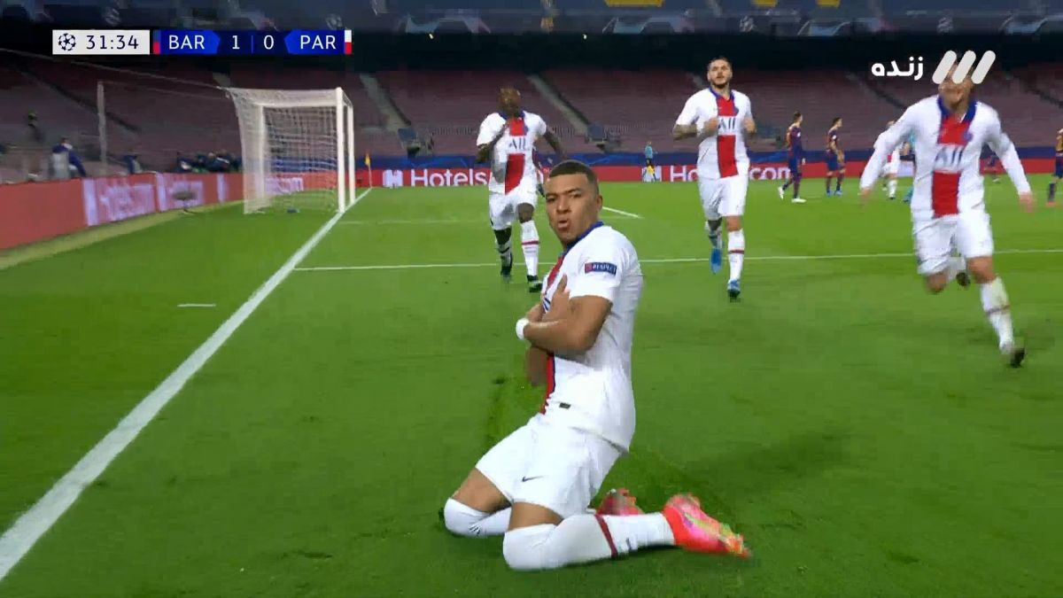 گل اول پاری سن ژرمن به بارسلونا (امباپه)