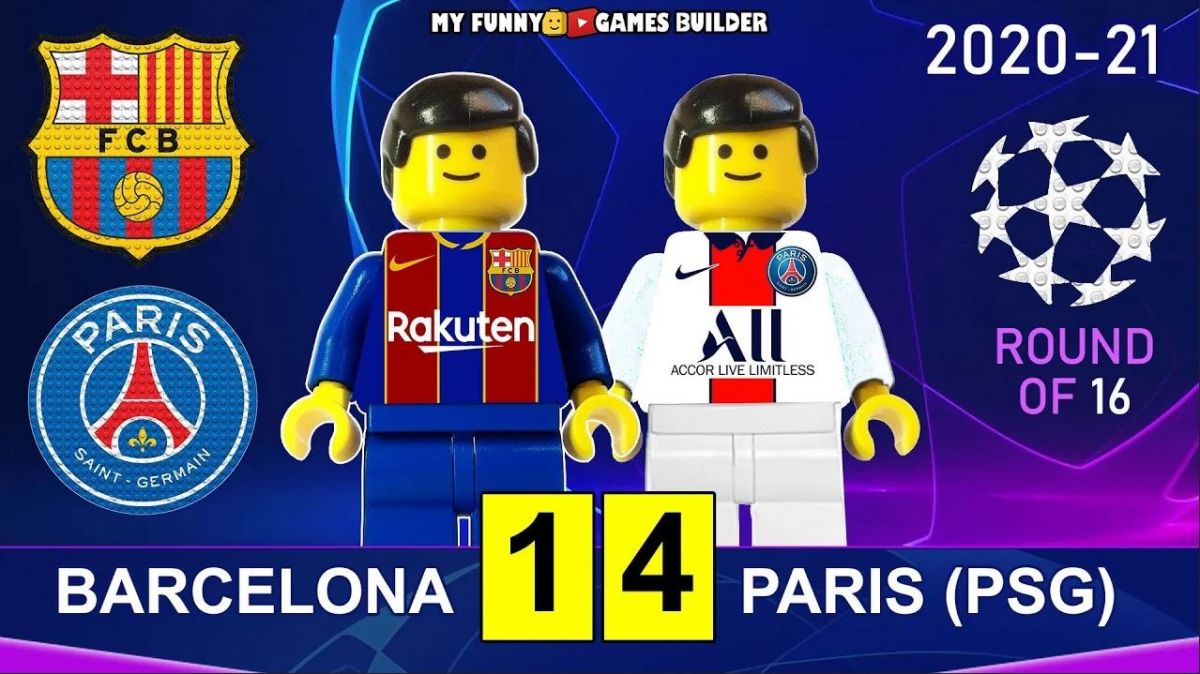 شبیه سازی بازی بارسلونا 1-4 پاری سن ژرمن با عروسک لگو