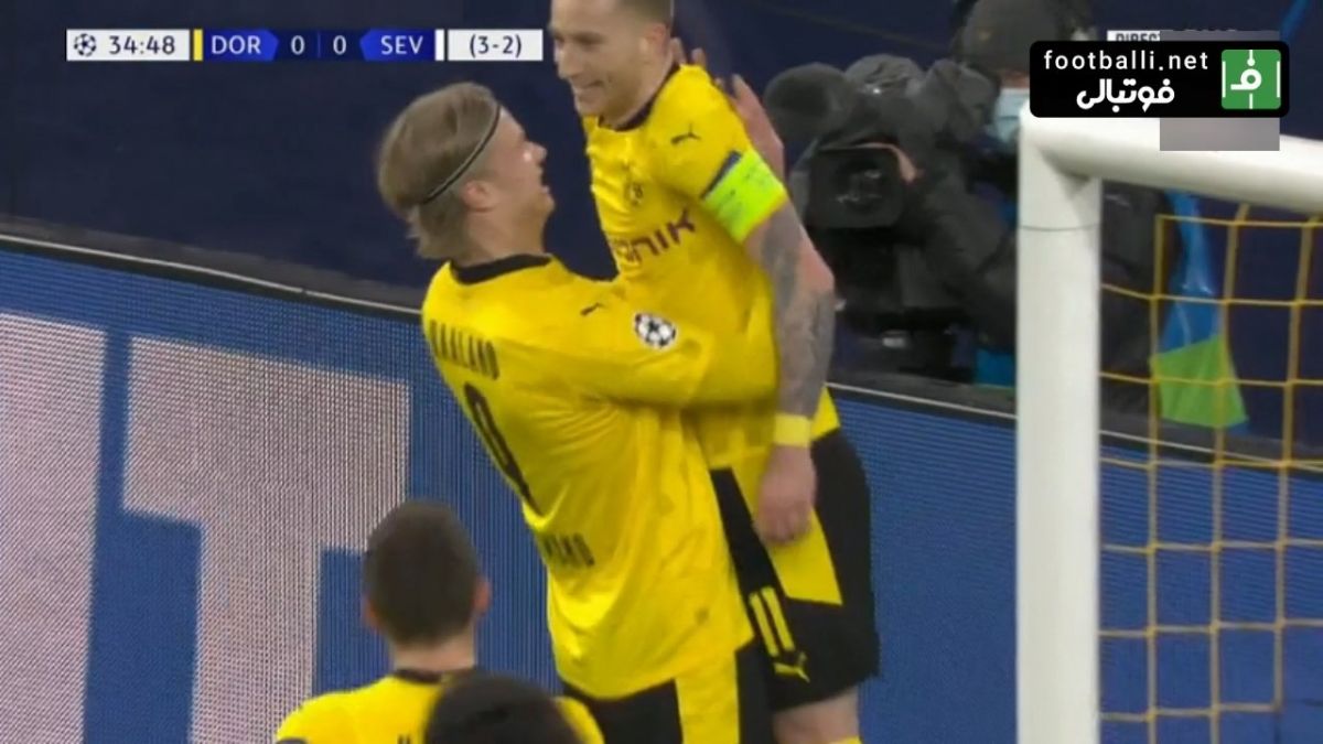 گل اول دورتموند به سویا (ارلینگ هالند)