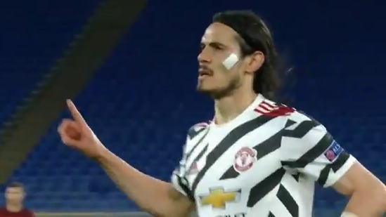 گل اول منچستریونایتد به رم (کاوانی)