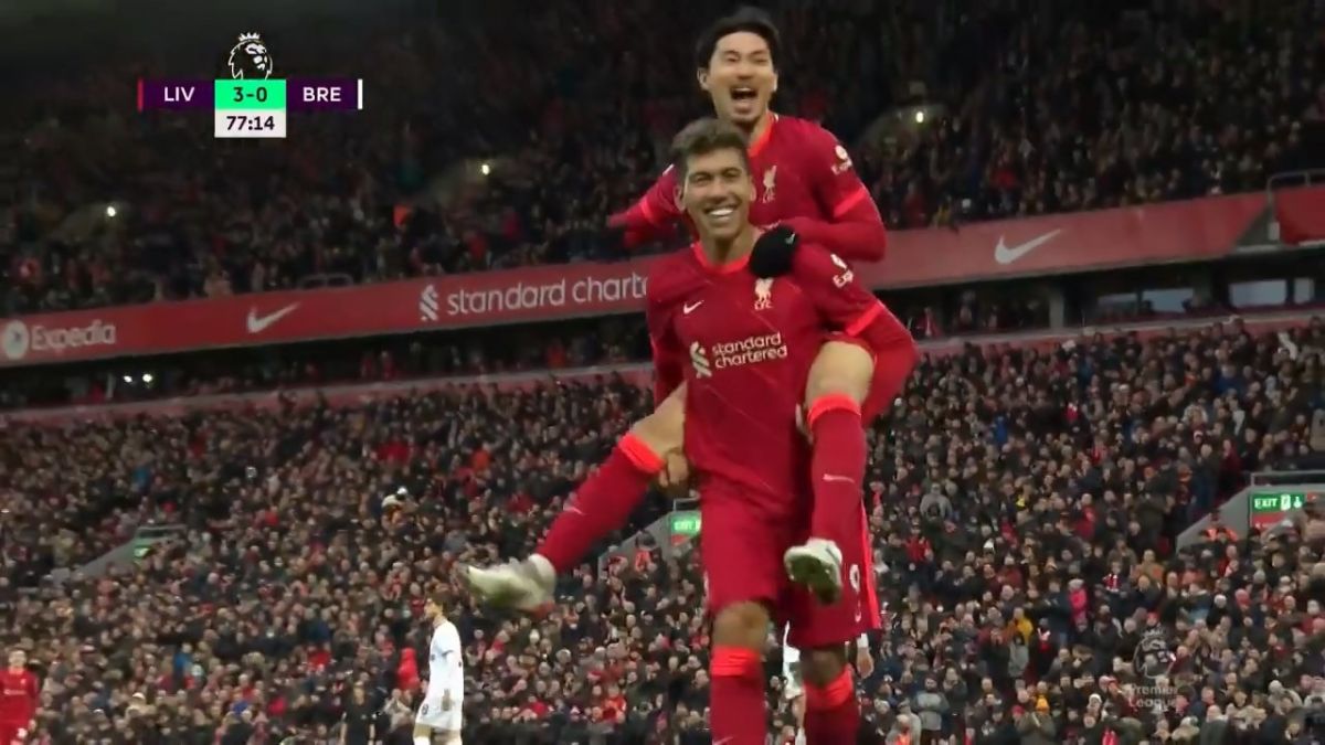 گل سوم لیورپول به برنتفورد (تاکومی مینامینو)